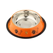 Colored Printed Dog Bowl with Black Rubber Base