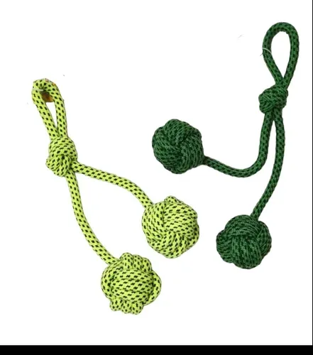 Polyester-Cotton Rope Double Ball Toy with Knot Handle
