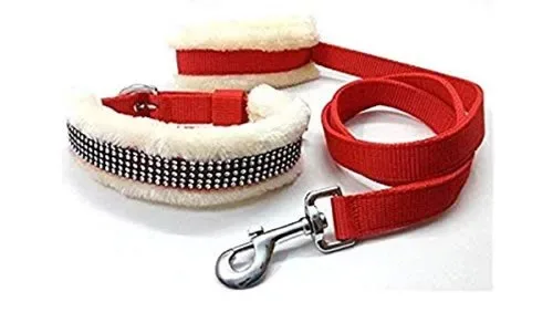 Fur Collar Leash Set with Spikes