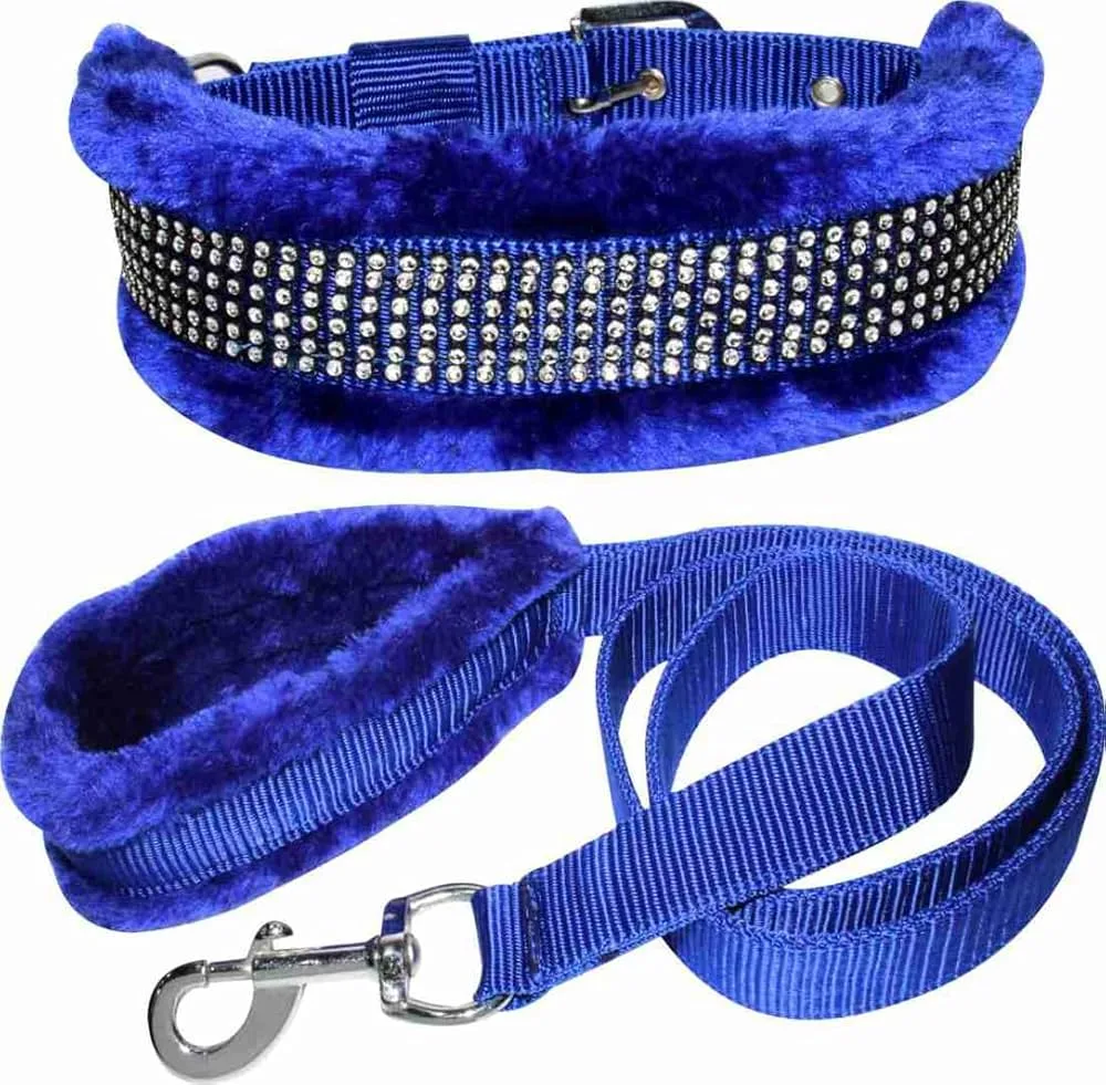 Fur Collar Leash Set with Spikes