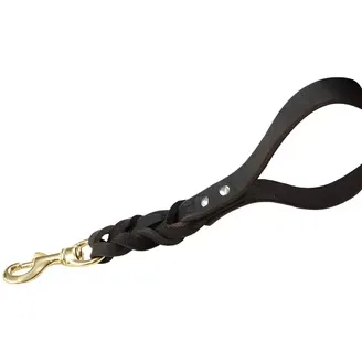 Leather Flat Leash with Brass Hook