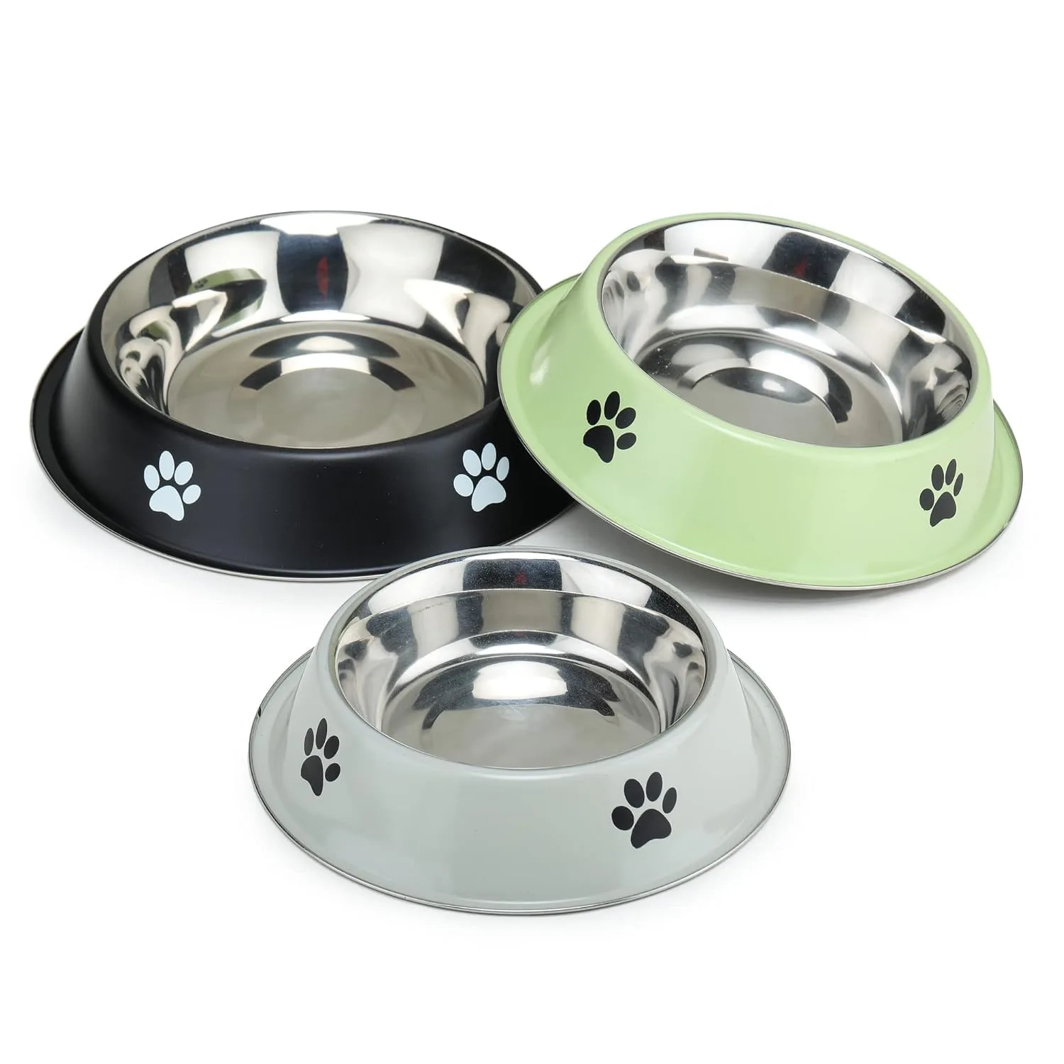 Colored Printed Dog Bowl with Black Rubber Base