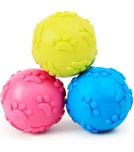 Imported Squeaky Rubber Toy Ball with Paw
