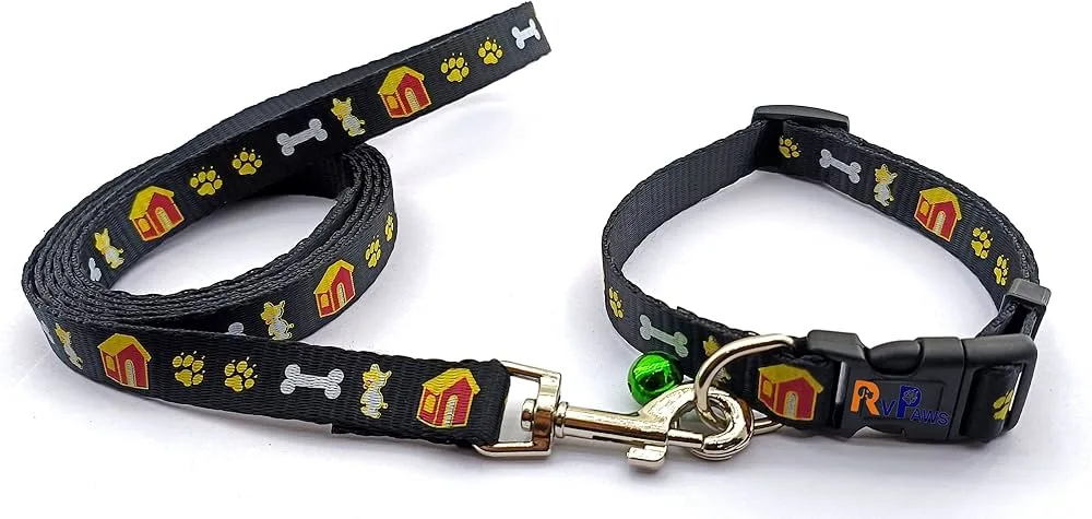 Printed Nylon Collar with Leash