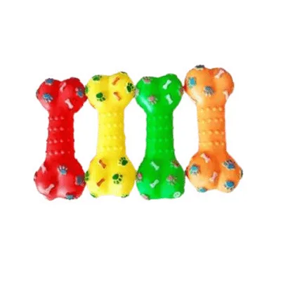 Imported Squeaky Vinyl Toy Bone with Paw